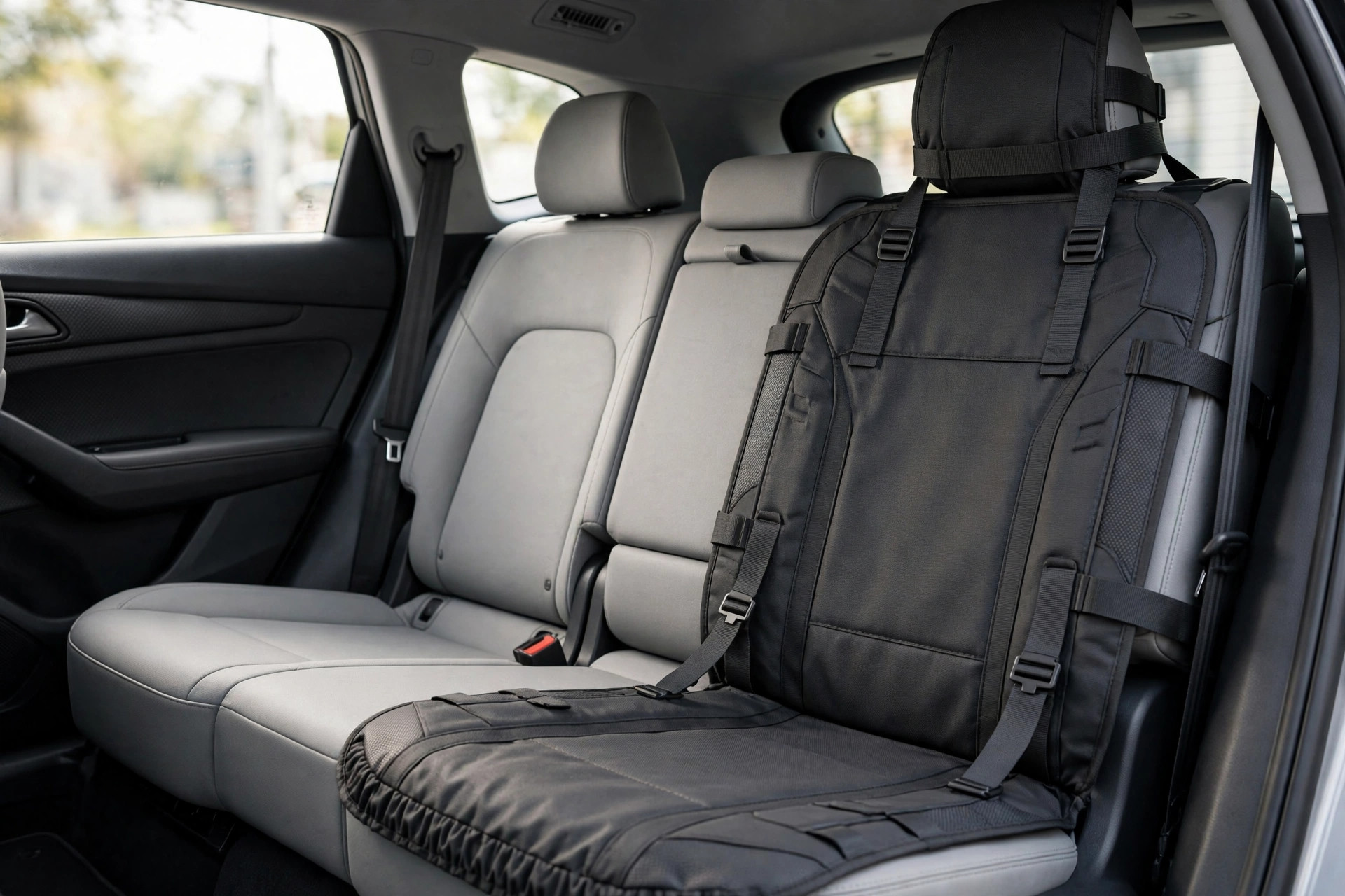 KONG Travel Single Seat Cover in black, fitted over one car seat